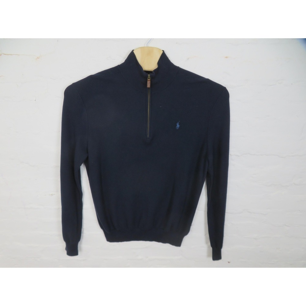Polo Ralph Lauren 1/4 Zip Sweater Mens XL Blue Pima Cotton Knit Pullover Logo